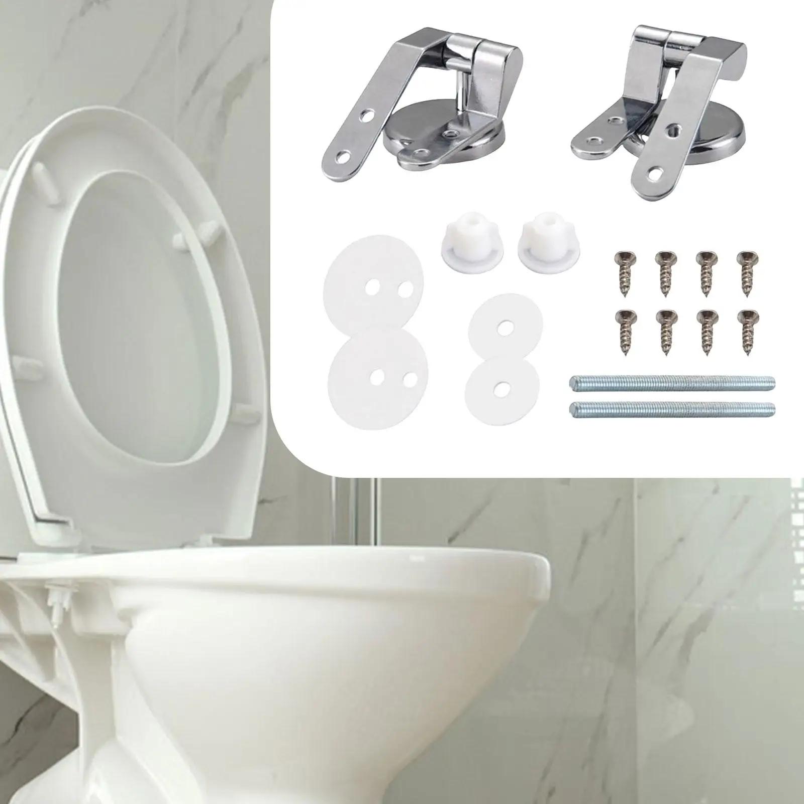 Toilet Lid Hinges Fixtures Set Zinc Alloy for Bathrooms Easily Install